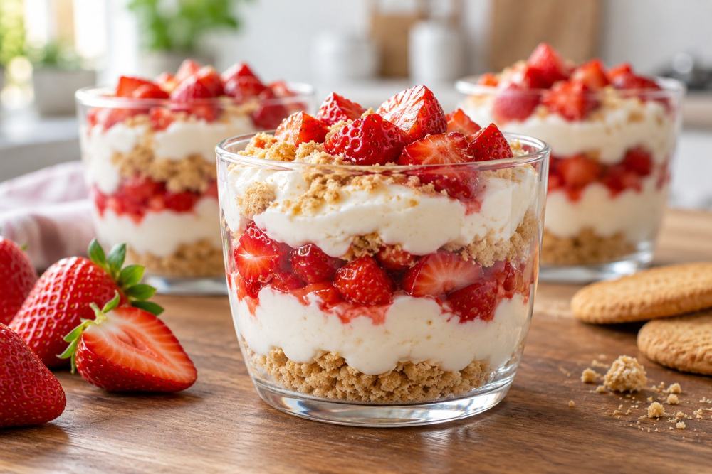 Erdbeer-Quark-Dessert
